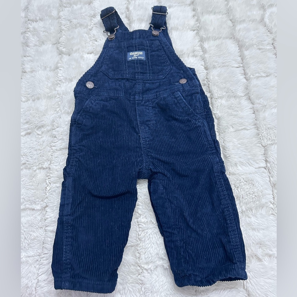 OshKosh B'Gosh Unisex Baby Navy Blue Lined Corduroy Overalls‎ Size 9M